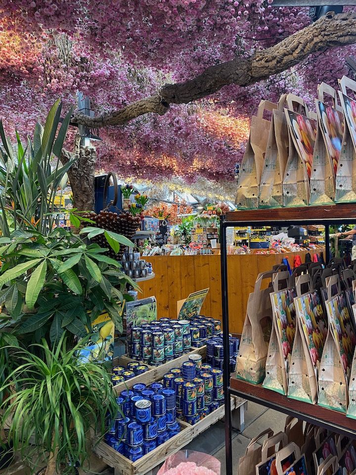 Intérieur d'une boutique au marché flottant aux fleurs Bloemenmarkt