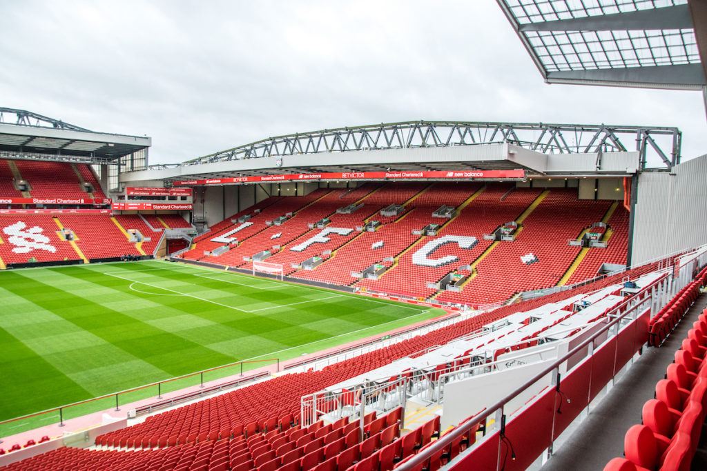 Le stade du Liverpool FC, équipe de football connue