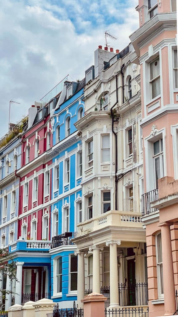 Maisons colorées à Notting Hill