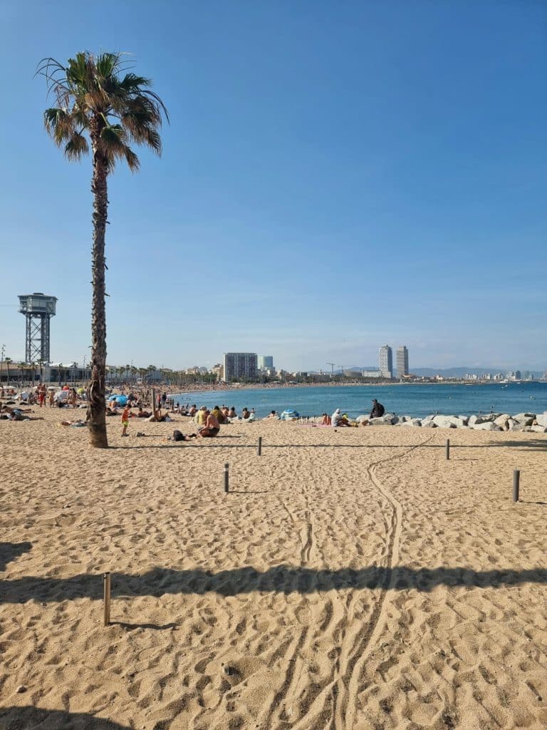 Plage à Barcelone, vu sur l'observatoire
