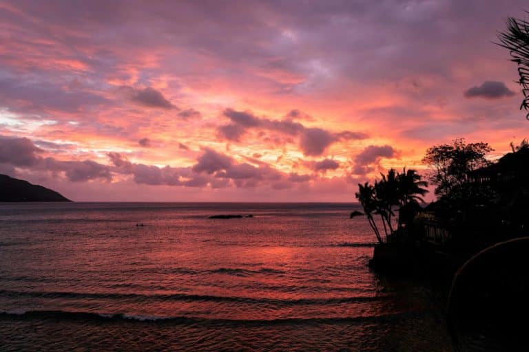 Coucher du soleil aux Seychelles